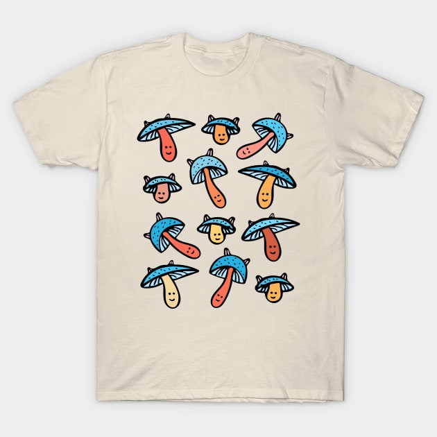 Cute and Colorful Mushroom Pattern T-Shirt by Davey's Designs